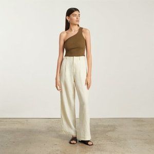 Everlane Linen Way High Waist Drape Pant Womens Sz 16 in Canvas Wide Leg Trouser